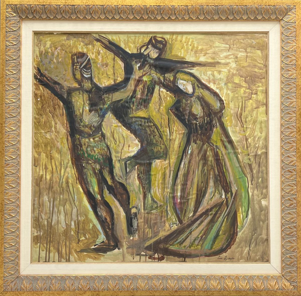 EREN EYÜBOĞLU - PANELE MARUFLE KAĞIT ÜZERİ YAĞLIBOYA